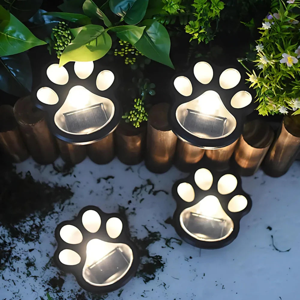 Solar Garden Lighting Paw Print Shaped LED Warm White Decorative Path Light for Outdoor | Sansoti