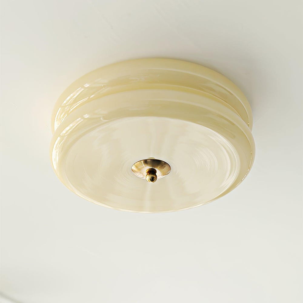 LED plafondlamp glas metaal crème 13 cm slaapkamer woonkamer art deco plafondverlichting rond warm licht neutraal licht wit licht | Sansoti