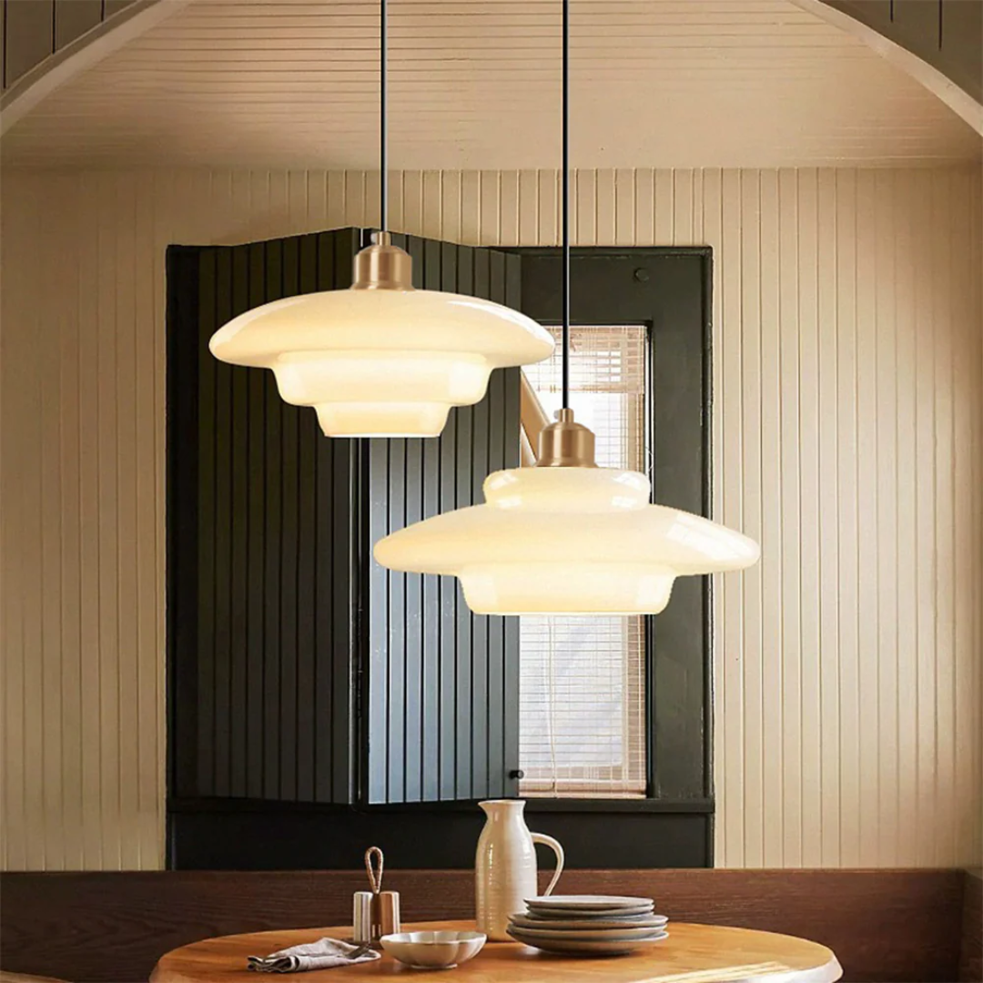 Hängelampe Glas E27 Gold Rund Wohnzimmer Esstisch Küche Organisches Design Stimmungslicht Modernes Interieur | Restfield