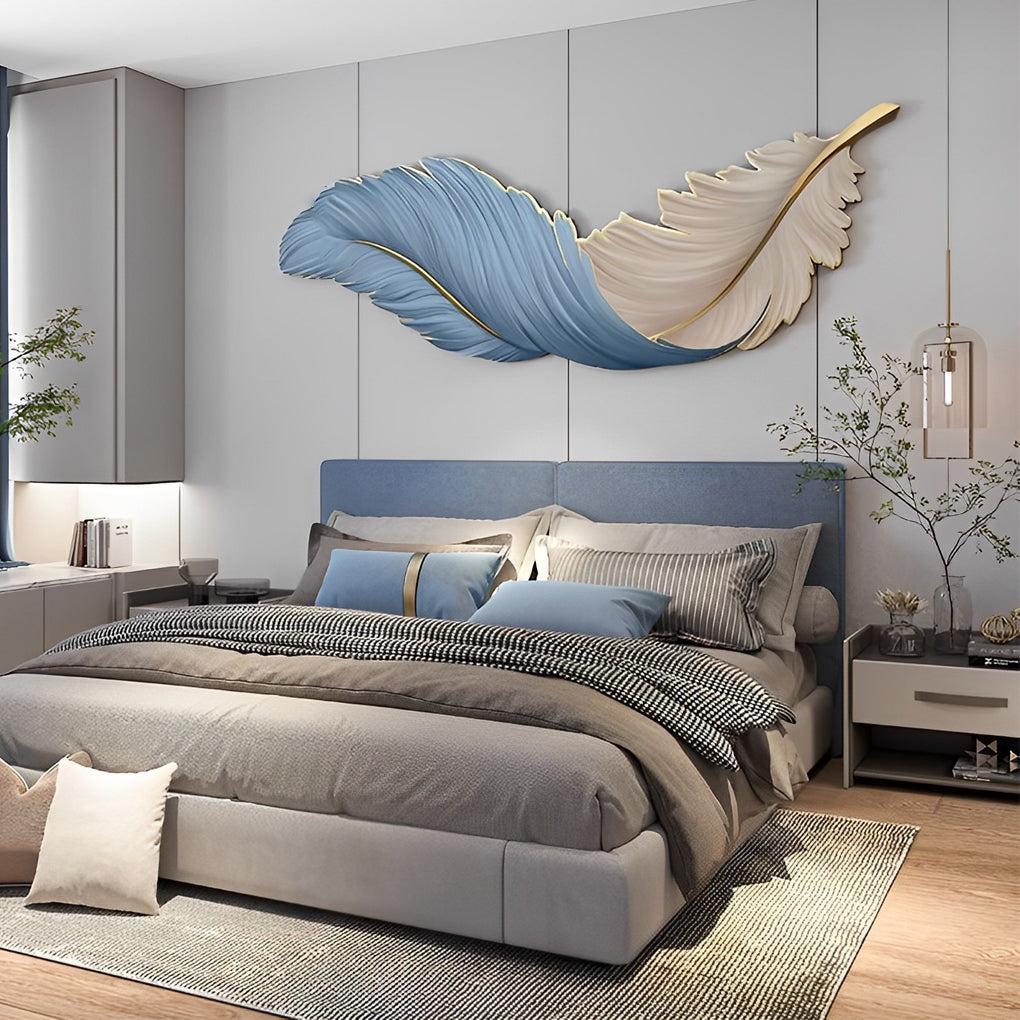 Applique Murale Plume LED Panneau Artistique USB Dimmable 80cm 120cm | Restfield
