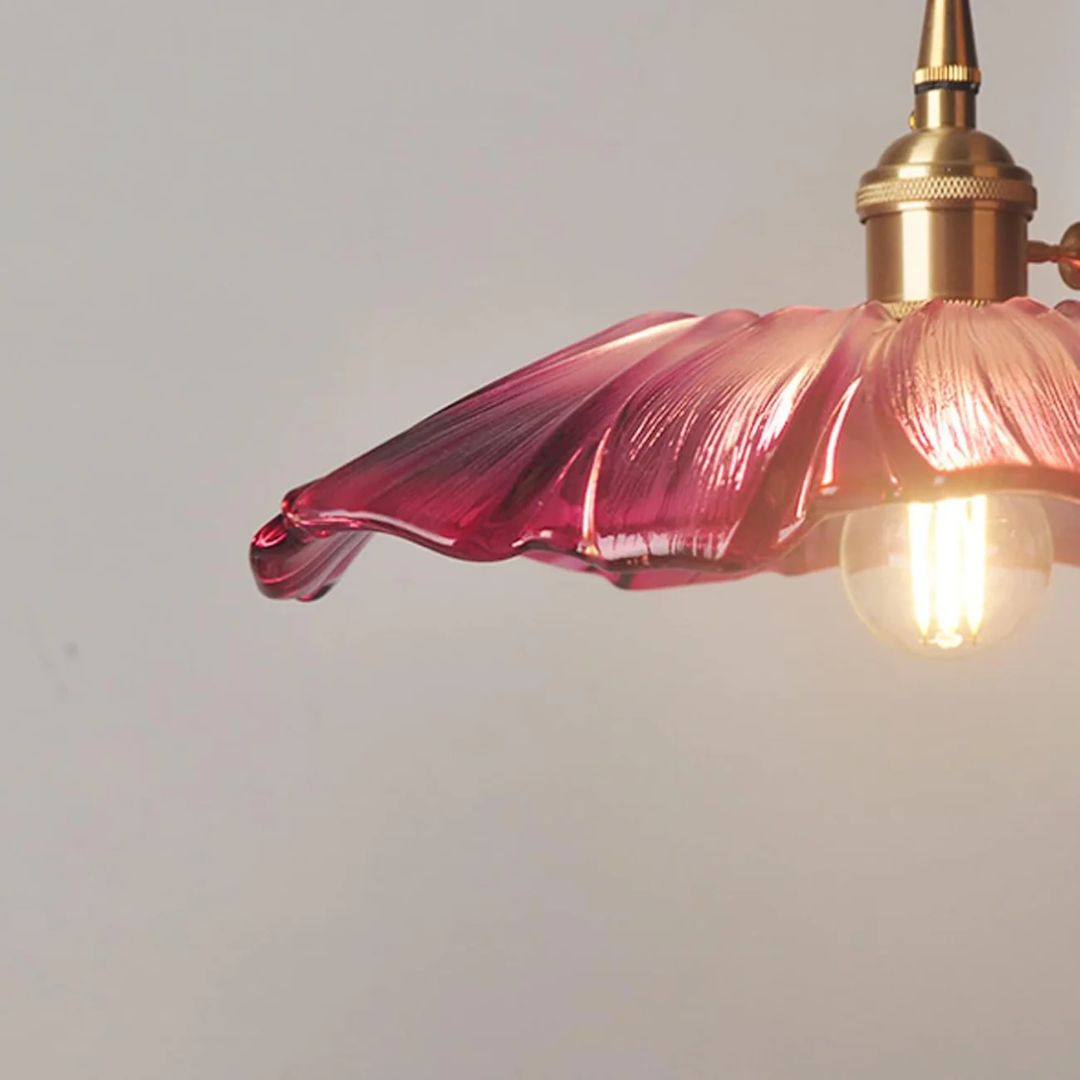 Cullivan Flower Hanglamp Glas Metaal Rood E27 Eettafel Verlichting Vintage Bloem Lamp Hal Sfeerverlichting | Sansoti