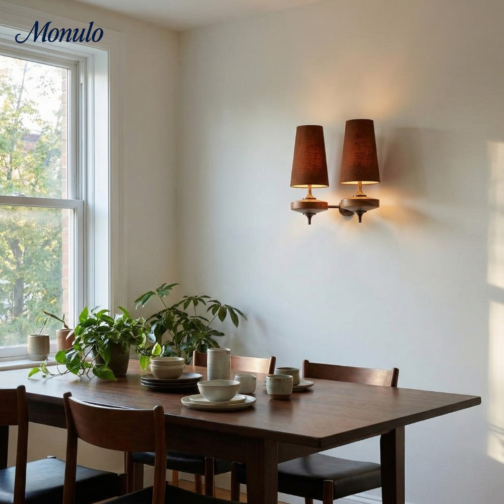 Retro Wandlamp met Stoffen Kap – Vintage Verlichting voor Slaapkamer | Sansoti
