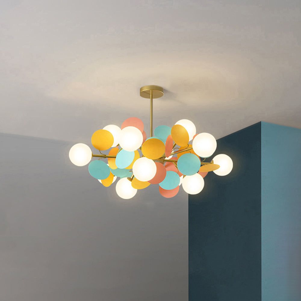 Glas-Kronleuchter mit Acryl-G9-LED-Blütenzweigen, dimmbar, drei Farben, Wohnzimmer, Esszimmer, Deckenbeleuchtung | Sansoti