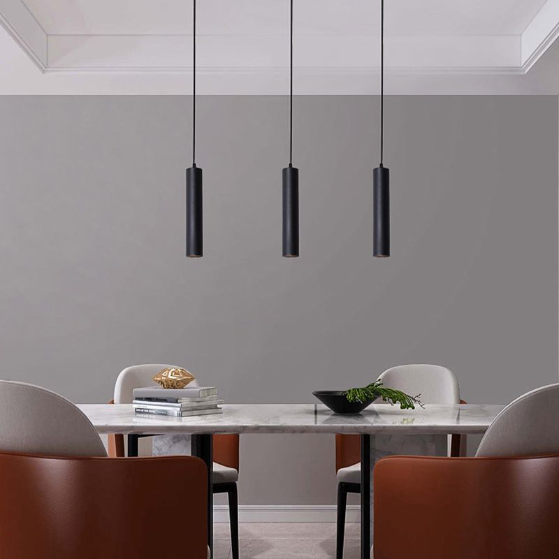 Hanglamp Cilinder Metaal Zwart Lineair Design Woonkamer Eetkamer Scandinavische Stijl Moderne Verlichting | Sansoti