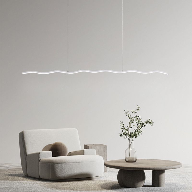 Lineare LED-Pendelleuchte Golf Metall Schwarz Weiß Modern Dimmbar 80-120cm Wohnzimmer Esszimmer Schlafzimmer Beleuchtung | Sansoti