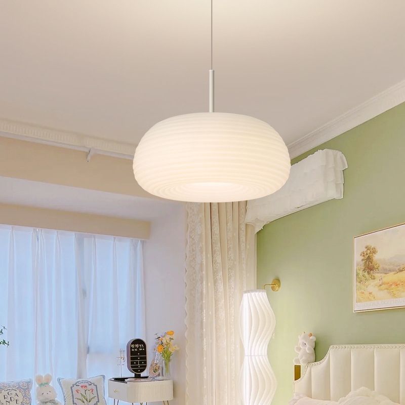 Hanglamp Wit Acryl Ovale Trommel LED Dimbaar Woonkamer Eetkamer Slaapkamer Modern Scandinavisch Design | Sansoti