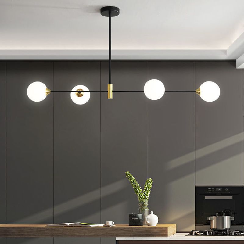 Suspension boule en métal noir et verre, réglable, pour salle à manger, salon et chambre, design scandinave | Sansoti