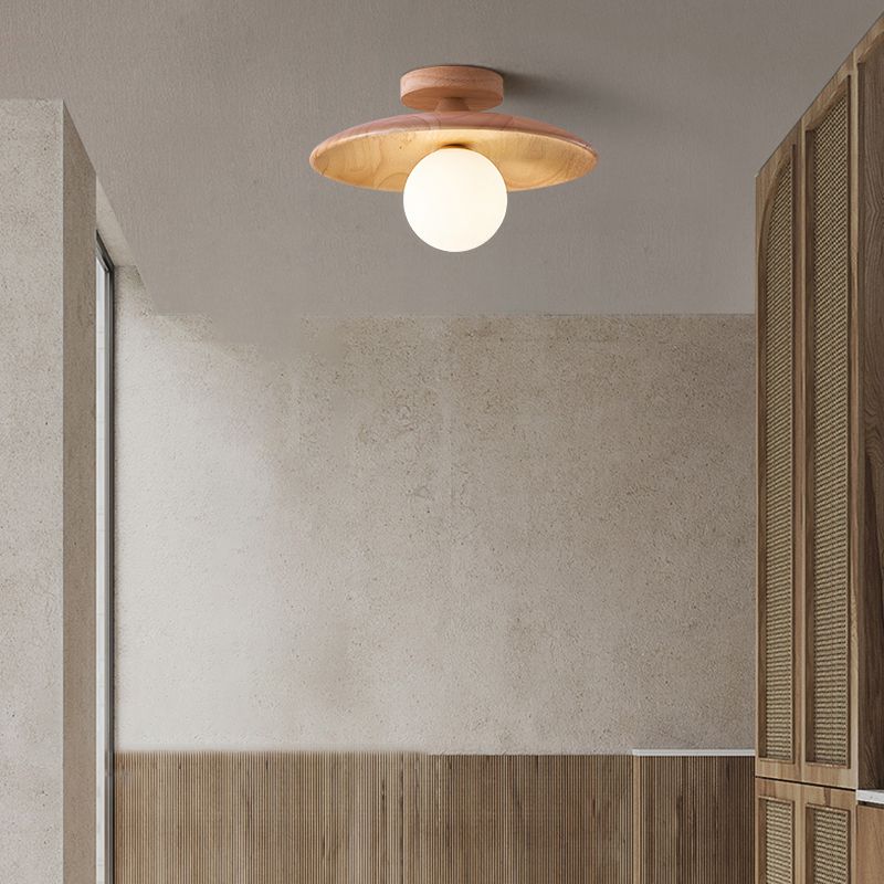 Ceiling Light Wood Glass Surface-Mounted 18-28cm G9 Socket Kitchen Hallway Bedroom Natural Wood Grain Modern Scandinavian | Sansoti