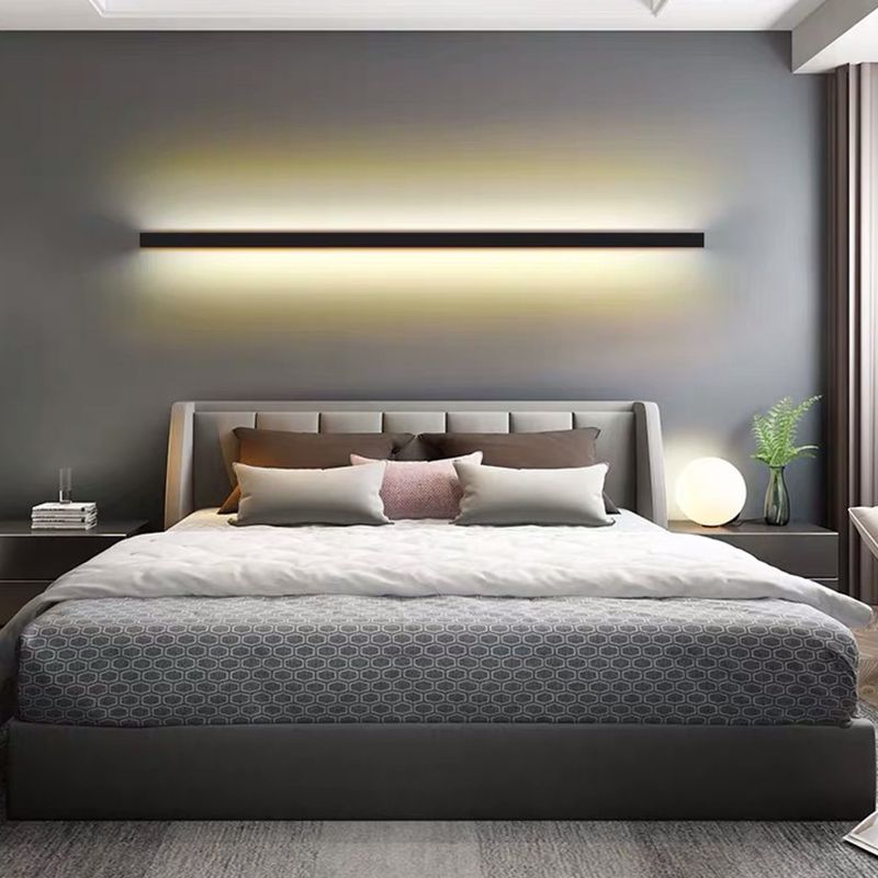 Applique murale linéaire en métal et acrylique, dorée, noire et blanche, LED 60-120cm, chambre, salon, éclairage d’ambiance moderne design | Sansoti