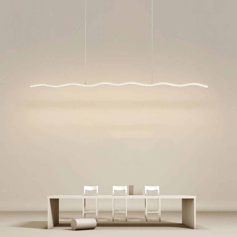 Lineare LED-Pendelleuchte Golf Metall Schwarz Weiß Modern Dimmbar 80-120cm Wohnzimmer Esszimmer Schlafzimmer Beleuchtung | Sansoti