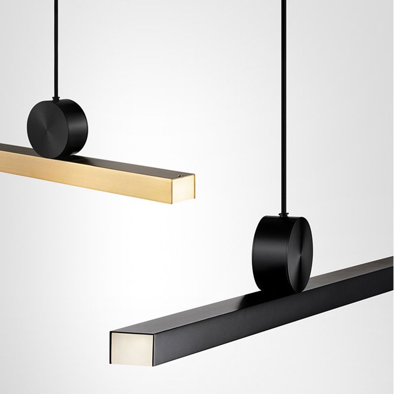 Asymmetrische Pendelleuchte Linear Metall 90-120cm Schwarz Gold Dimmbar Wohnzimmer Schlafzimmer Beleuchtungseinheit | Sansoti
