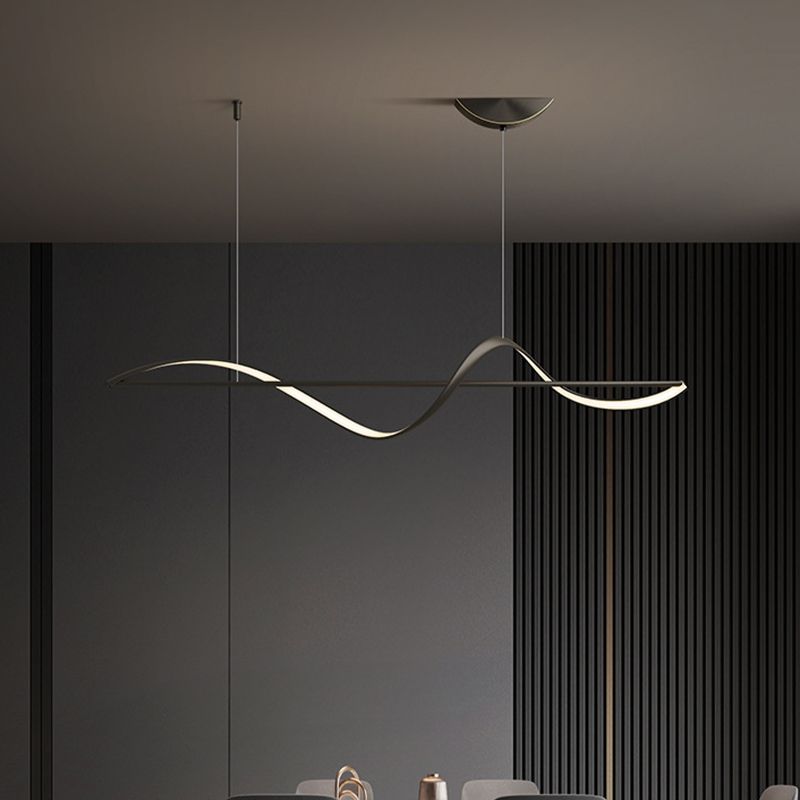 Hanglamp Metaal Golfvorm Minimalistische Design Galerij Messing Zwart LED Dimbaar Woonkamer Slaapkamer Eetkamer | Sansoti