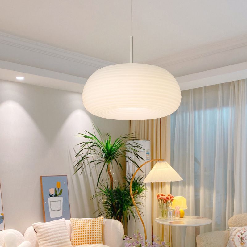 Hanglamp Wit Acryl Ovale Trommel LED Dimbaar Woonkamer Eetkamer Slaapkamer Modern Scandinavisch Design | Sansoti