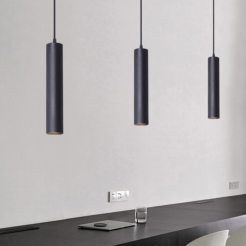 Hanglamp Cilinder Metaal Zwart Lineair Design Woonkamer Eetkamer Scandinavische Stijl Moderne Verlichting | Sansoti