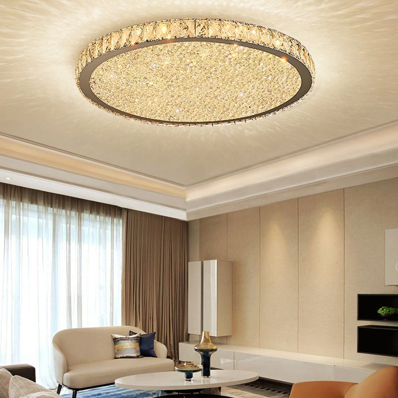 Crystal Ceiling Light Luxury Brass Round LED Light Beam Bedroom Living Room Dining Room Modern Lighting | Sansoti