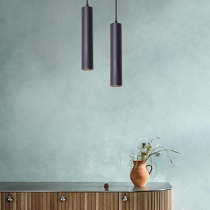 Hanglamp Cilinder Metaal Zwart Lineair Design Woonkamer Eetkamer Scandinavische Stijl Moderne Verlichting | Sansoti