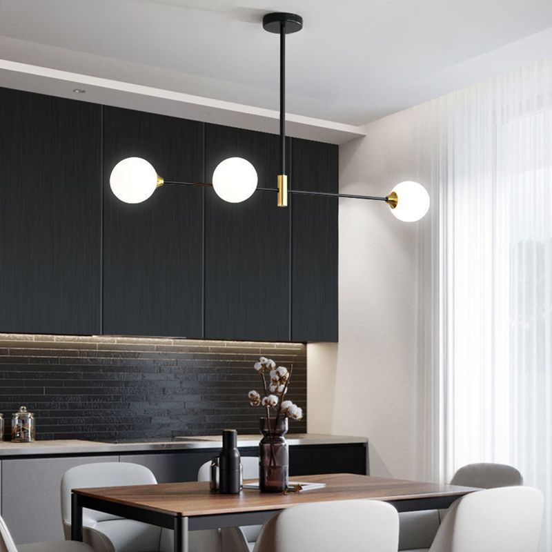 Pendant Light Black Metal Glass Globes G9 Socket Scandinavian Design Dining Room Living Room Bedroom Lighting | Sansoti