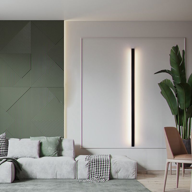 Applique murale linéaire en métal et acrylique, dorée, noire et blanche, LED 60-120cm, chambre, salon, éclairage d’ambiance moderne design | Sansoti