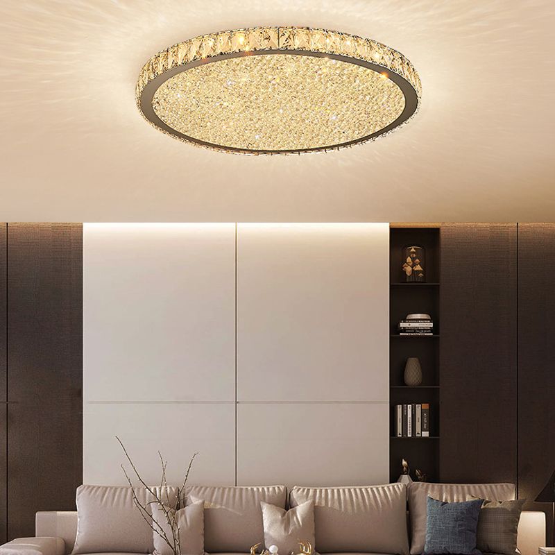 Crystal Ceiling Light Luxury Brass Round LED Light Beam Bedroom Living Room Dining Room Modern Lighting | Sansoti