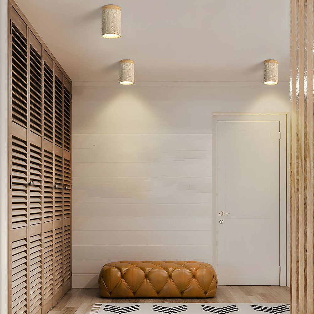 Cilestic Plafonnier Travertin Bois E27/E26 Beige Hall Chambre Salon Design Scandinave Moderne Éclairage Naturel de Plafond | Restfield