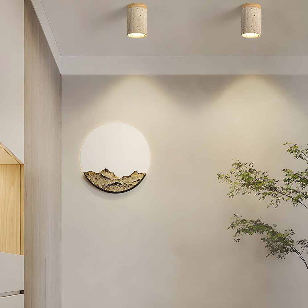 Cilestic Plafonnier Travertin Bois E27/E26 Beige Hall Chambre Salon Design Scandinave Moderne Éclairage Naturel de Plafond | Restfield