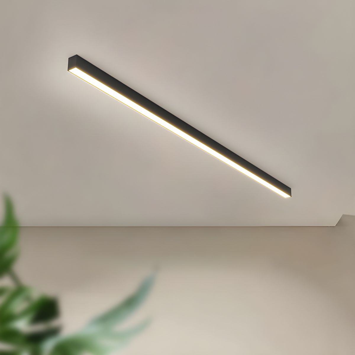 LED Deckenleuchte Schwarz Langgezogen Modern für Wohnzimmer Flur Schlafzimmer Minimalistische Deckenbeleuchtung Innen | Restfield