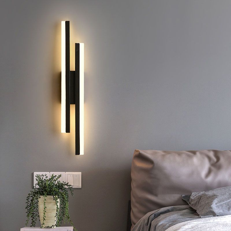 LED Wandlamp Metaal Acryl Zwart Goud 48cm Woonkamer Slaapkamer Wandverlichting Modern Design Interieur | Sansoti