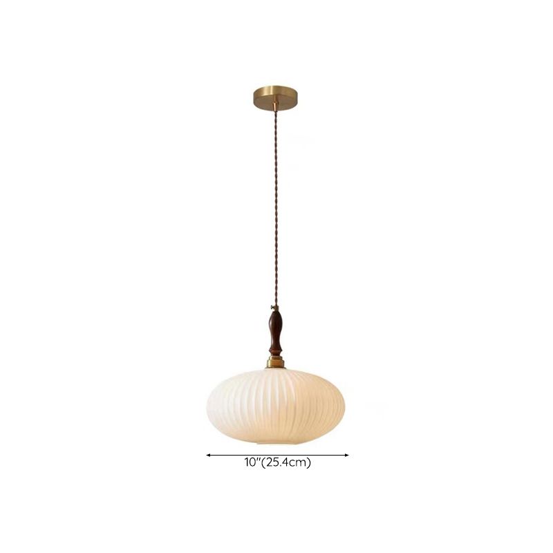 Hanglamp Glas Melkwit Koepelvorm Walnoot Hout 25cm Modern Klassiek Design Eetkamer Keuken Woonkamer Café | Sansoti