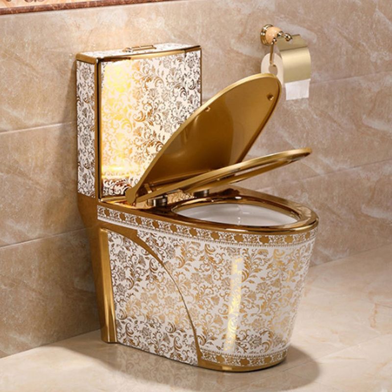 Eendelig Staand Toilet Goudkleurig Keramisch Closet voor Moderne Badkamers | Sansoti