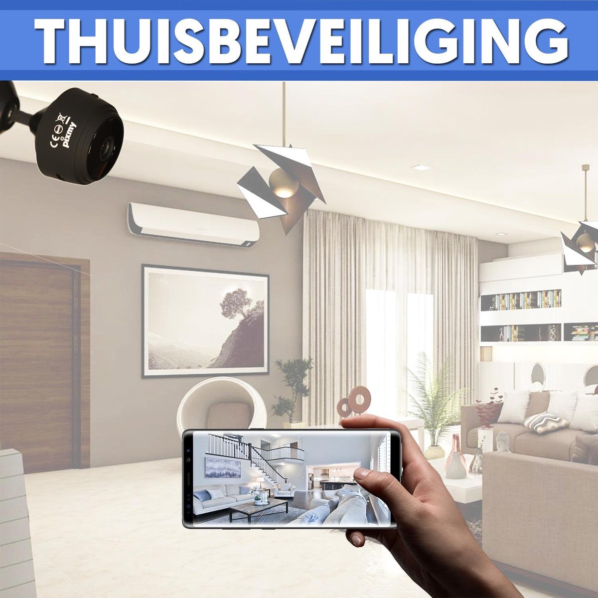 Mini beveiligingscamera draadloos 1080P HD zwart wifi camera nachtzicht 150 graden huis kantoor bewaking | Sansoti