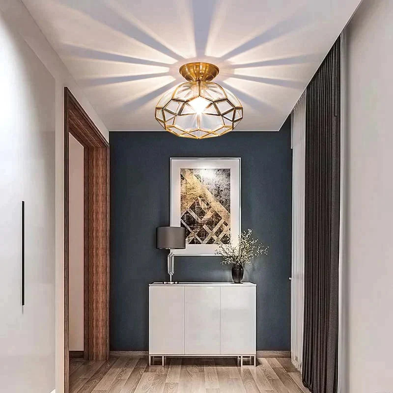 Kupfer-Deckenleuchte, minimalistisches Design, Flur, Schlafzimmer, Wohnzimmer, LED-Beleuchtung, Aufbaumontage, E27 | Sansoti