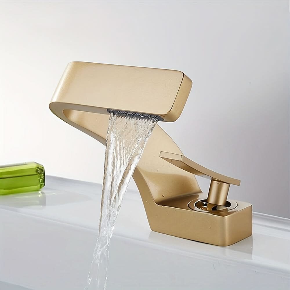 Robinet de salle de bains effet cascade en RVS304, mitigeur, chrome, or, noir, robinet de lavabo au design moderne, mélangeur de vasque | Sansoti
