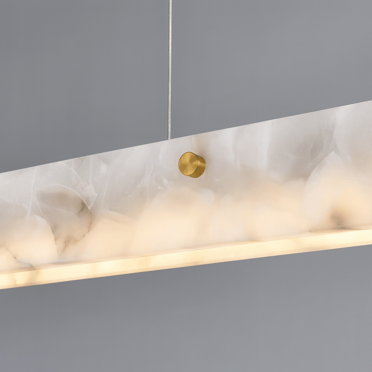 Lineare Pendelleuchte aus Marmor, goldfarbenes Design, Esszimmerleuchte aus Naturstein, LED-Beleuchtung für Kücheninsel und Esstisch | Sansoti