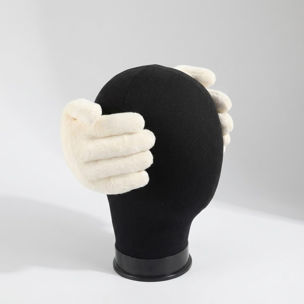 Plüsch-Ohrwärmer „Hand“ Unisex Ohrenwärmer Weiches Winteraccessoire Wärmehalter für Frauen Männer Kinder | Sansoti