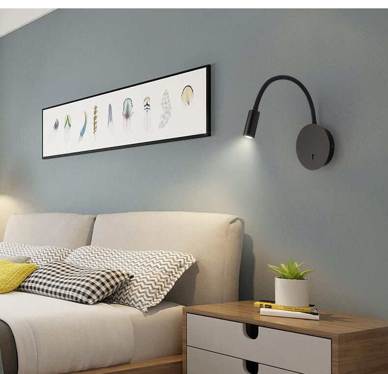 Adjustable LED Wall Lamp – 360° Rotatable – Industrial Design Black Metal – Direct Wall Lighting for Living Room Bedroom Hall Modern Interior | Sansoti
