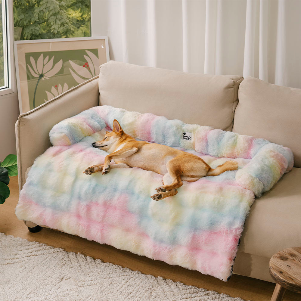 Pluche Hondenmand Sofa Beschermer Huisdiermat Antislip Bodem Wasbaar Comfort Rustplek – Grijs Koffie Tie-Dye | Sansoti