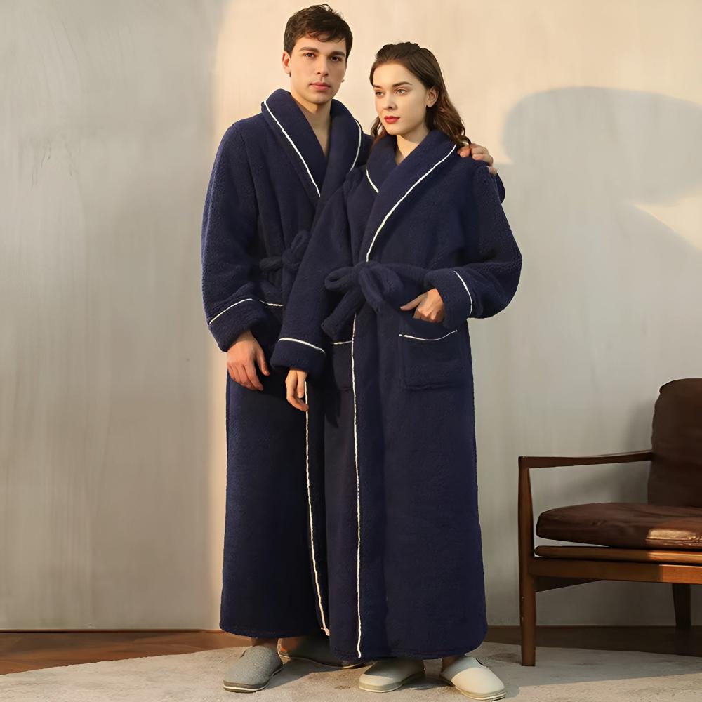 Sherpa Coral Fleece Badjas met Shawlkraag Unisex Loungewear Comfortabel Huis Huispak Zachte Fleece Ochtendjas | Sansoti