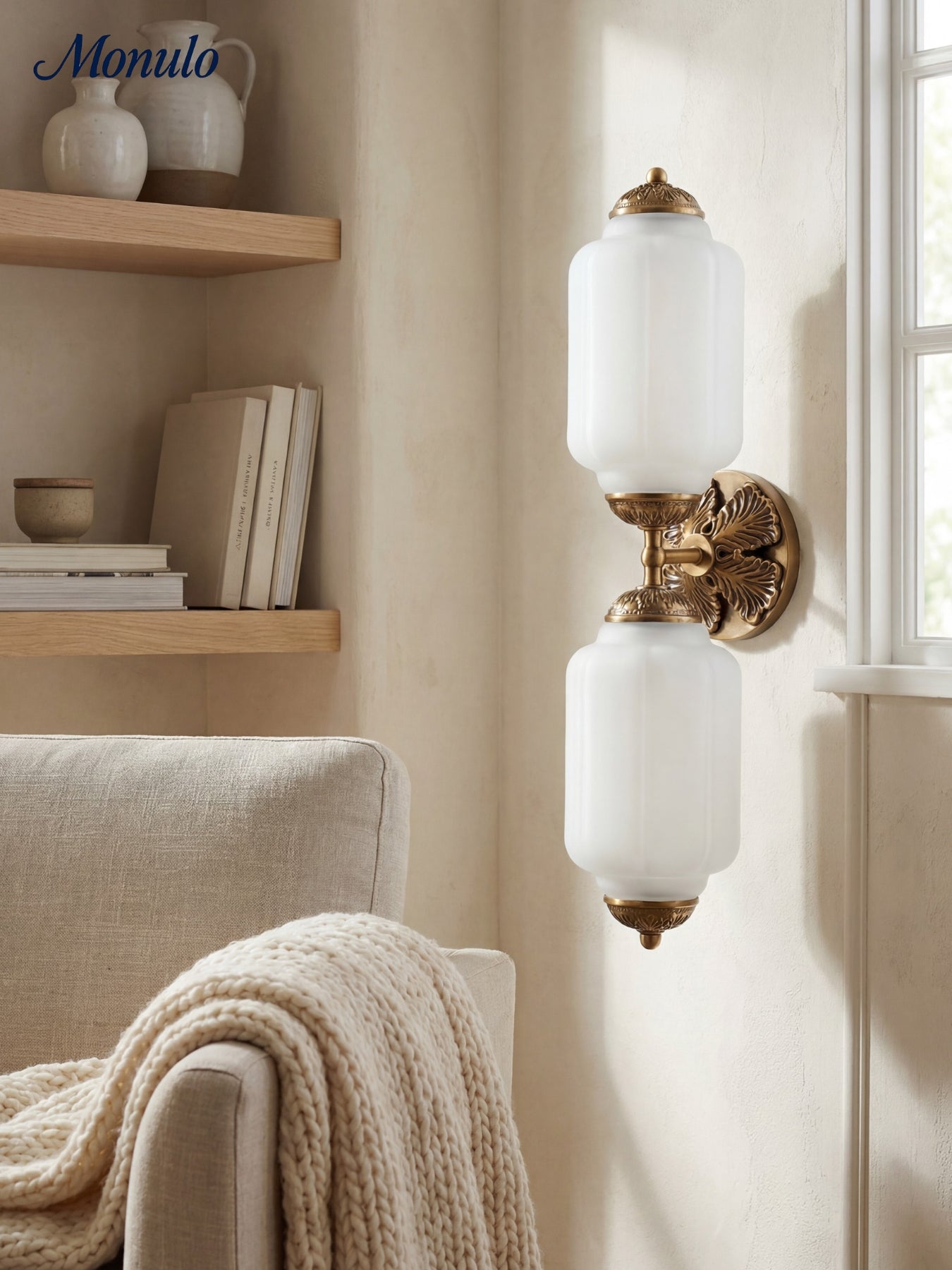 Vintage Glazen Wandlamp Horizontaal Model Eloise Lichtbron voor Woonkamer en Gang | Sansoti