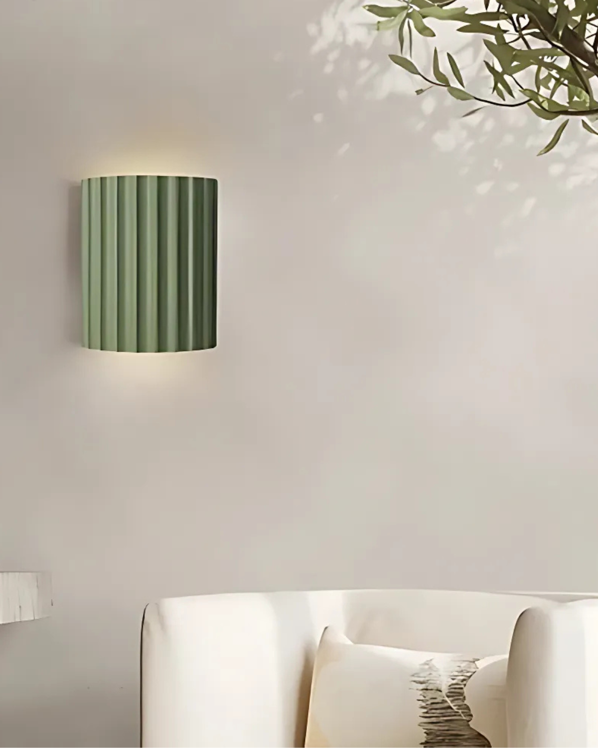 Wandlamp Ribbelstructuur Groen Met Tweezijdige Lichtbundel Voor Sfeervolle Ruimtes | Sansoti