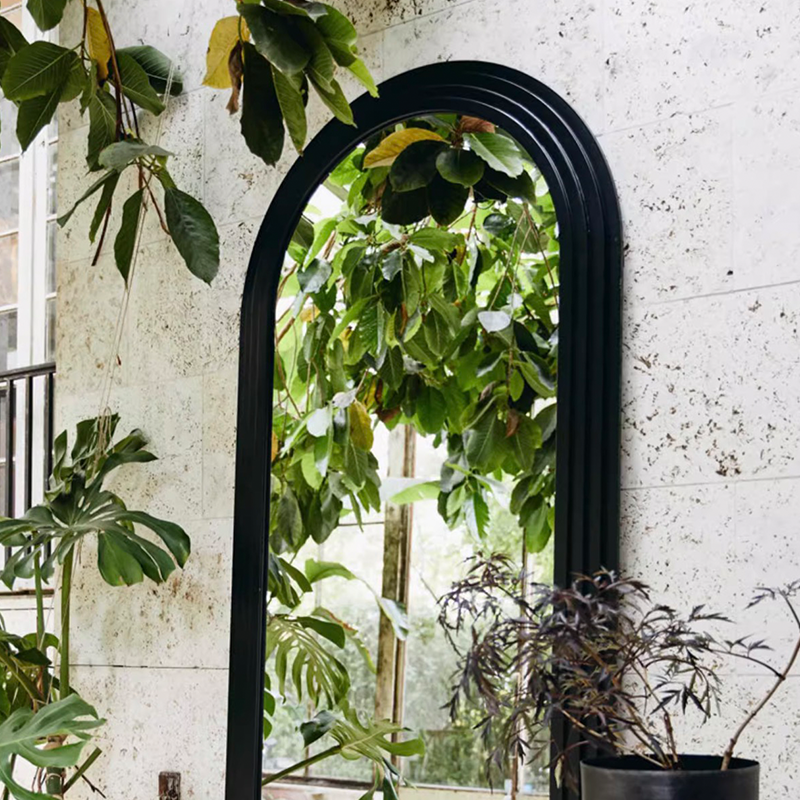 Luxury Standing Mirror with Wooden Arch Frame – Full-Length Wall Mirror 120x200cm Antique White, Khaki or Black | Sansoti