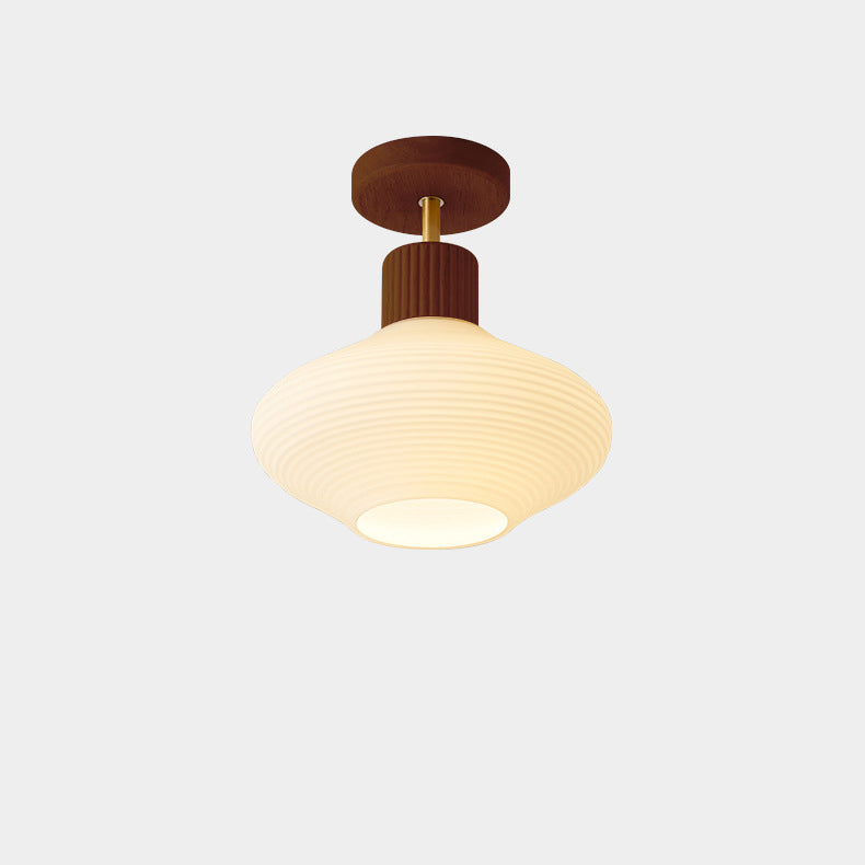 Japandi Plafondlamp Hout & Glas – Natuurlijke Elegantie voor Hal, Woonkamer en Slaapkamer | Sansoti