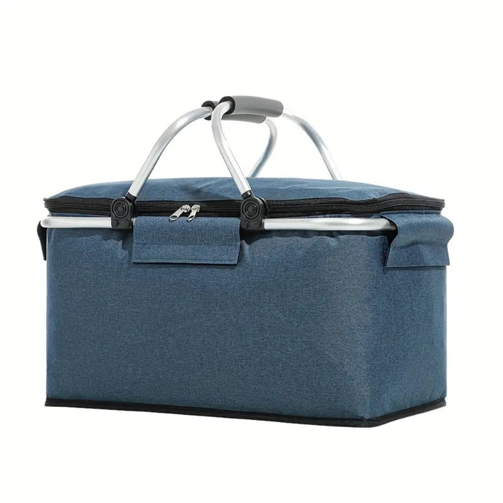 Zusammenfaltbarer Kühlkorb 18 l mit isoliertem Aluminiumrahmen für Picknick, Camping, Strand und Einkäufe, tragbar und leicht | Sansoti