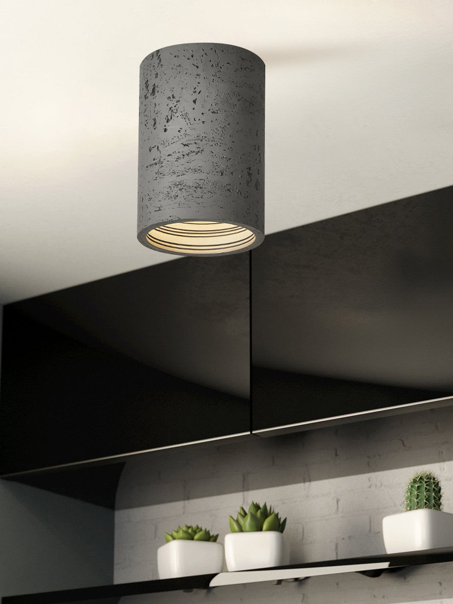 Cilindrische plafondlamp van travertijn – LED verlichting voor moderne interieurs | Sansoti