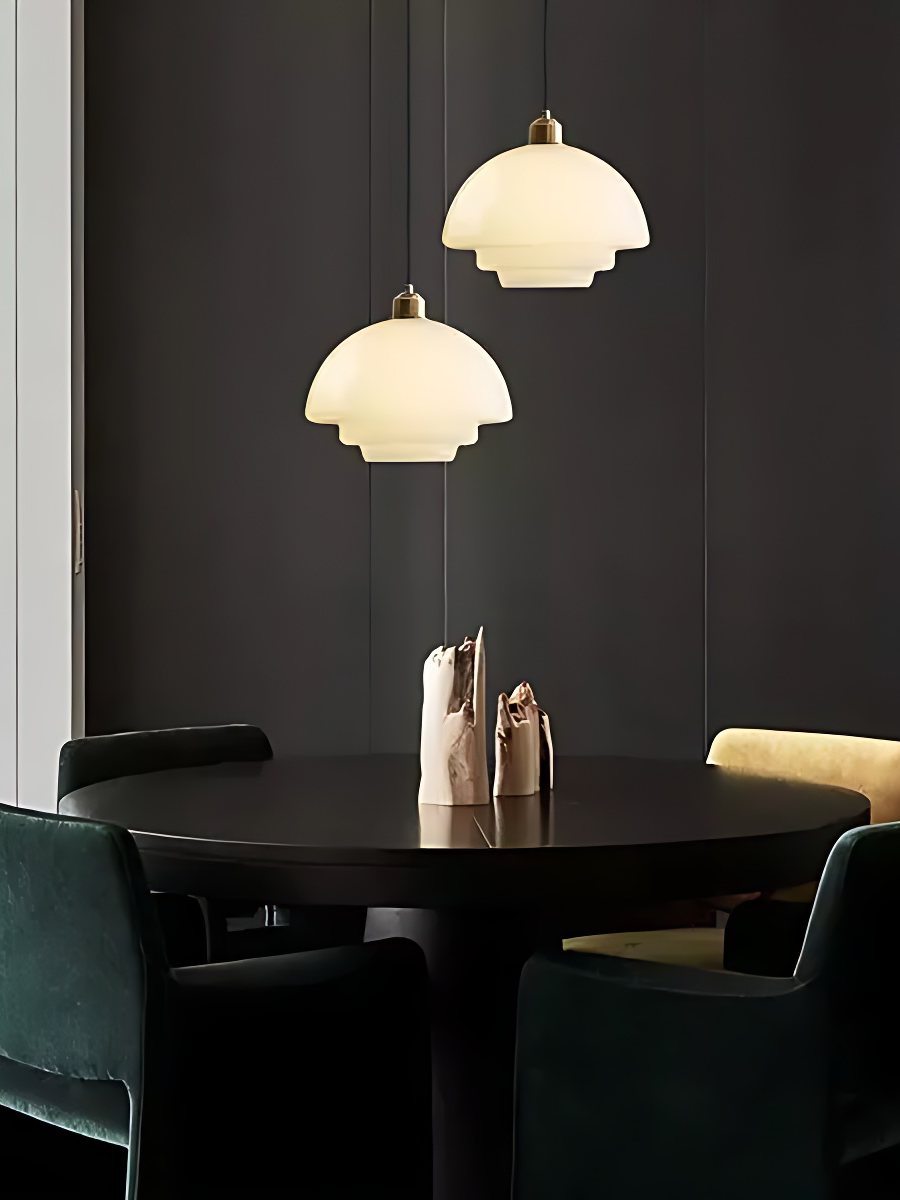 Glazen Hanglamp met Gelaagd Design – Melkwit Matglas voor Eetkamer en Woonkamer | Sansoti