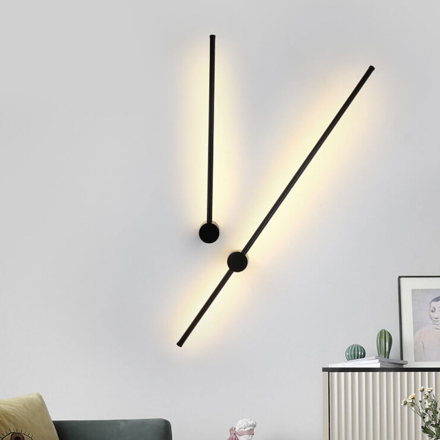 Wandlamp LED Staf Aluminium Zwart Goud 60cm 80cm Woonkamer Slaapkamer Studeerkamer Lijnlamp Minimalistisch Modern Sfeerlamp | Sansoti