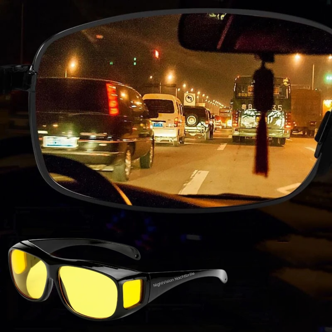 Nachtrijbril met Gele Glazen voor Helder Zicht bij Nacht en Mist | Anti-verblinding Rijbril | Vermindert Hoofdlampschittering | Universele Pasvorm Ook Over Correctiebril | Comfortabel Montuur | Sansoti