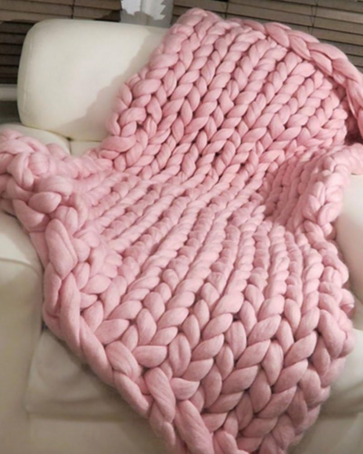 Handgebreid Chunky Plaid – Dik Gebreide Deken in Zachte Chenille voor Bank en Bed | Sansoti