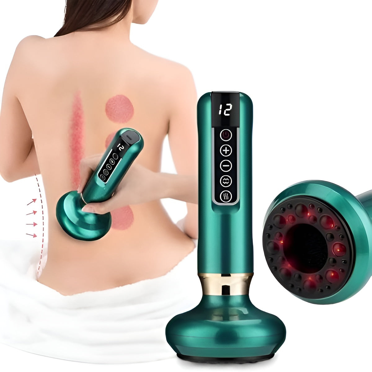 Cordless Massage Device with Suction Function, Heat, ABS and 1800mAh Battery for Back, Shoulders, Legs and Neck Muscles | Sansoti