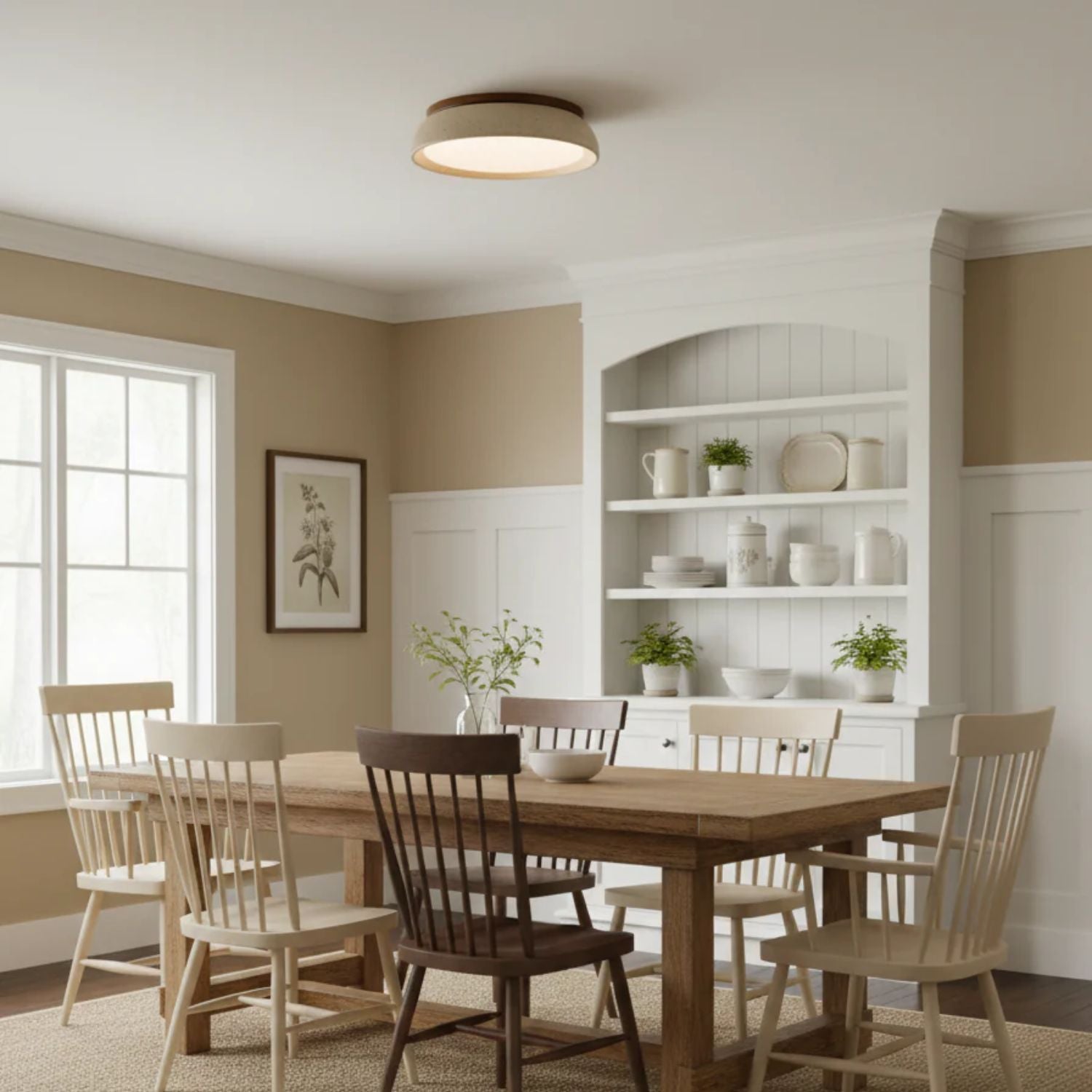 Depiara Deckenleuchte Travertin Holz LED 3000K Beige Deckenbeleuchtung Wohnzimmer Schlafzimmer Flur Badezimmer modern minimalistisch | Restfield