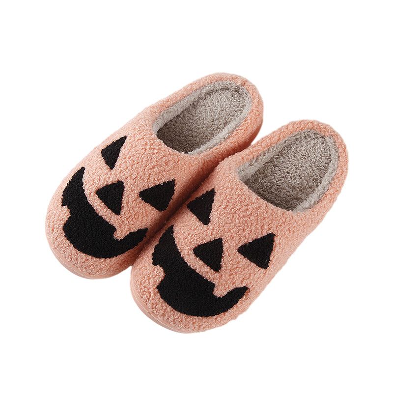 Halloween-Hausschuhe mit Kürbis- oder Geistermotiv, rutschfester Sohle, warmem Plüsch, bequem, unisex, Größe 37-44 | Sansoti